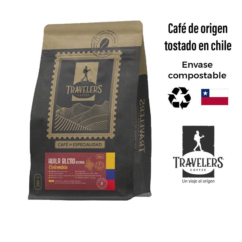 TRAVELERS COFFEE - Café en Grano Molido - Huila Colombia 250g