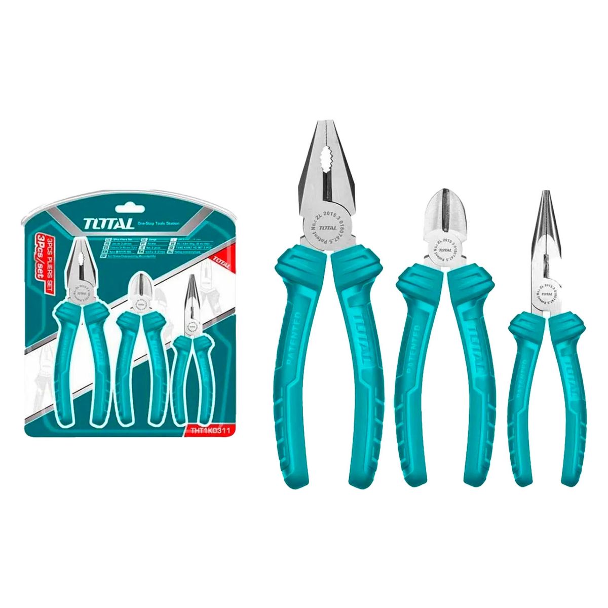 TOTAL TOOLS - Set De Alicates Universal Combinados 3 Pieza
