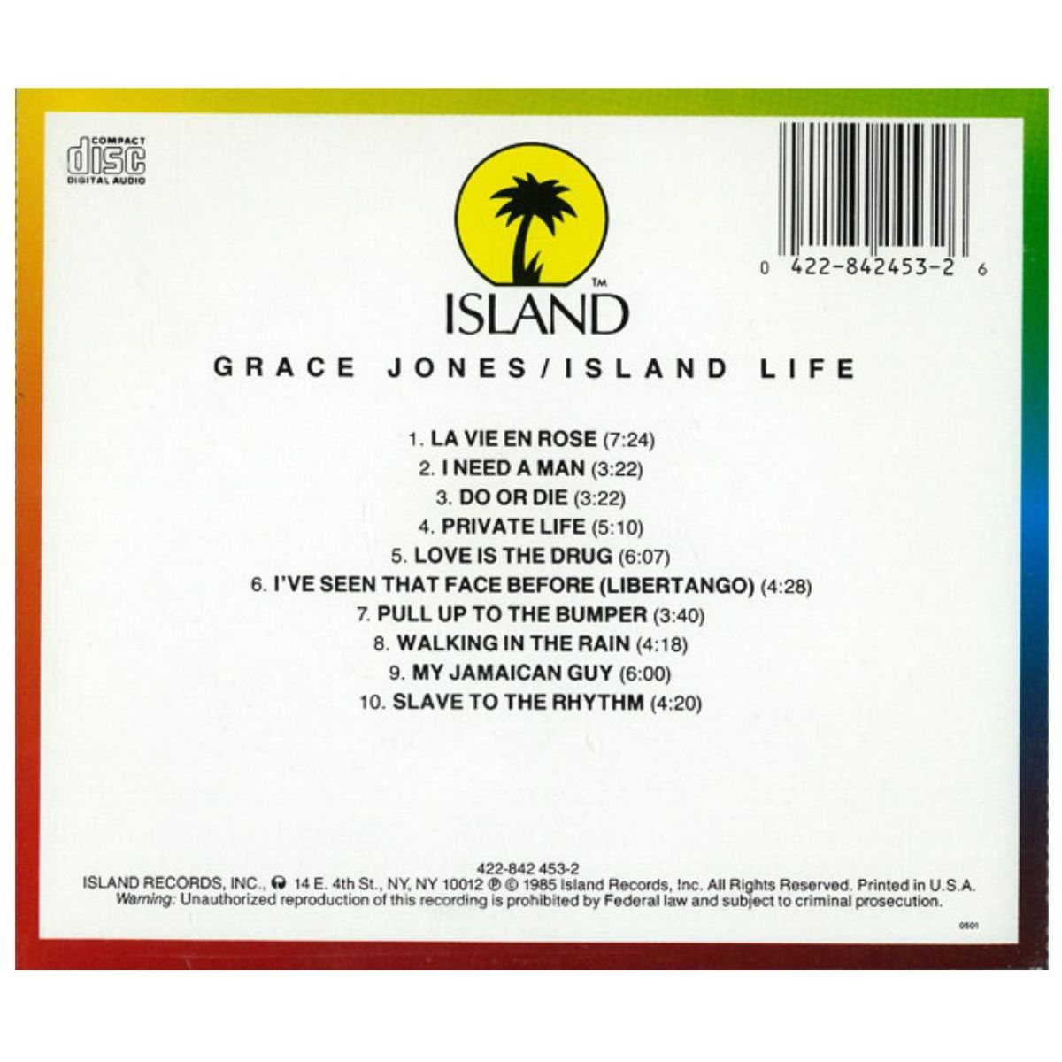GENERICO - GRACE JONES - ISLAND LIFE CD