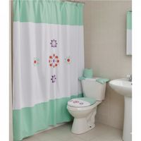 Cortina de Baño Bordada y Accesorios 180x180