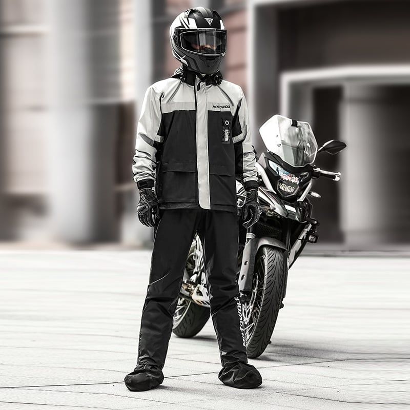 MOTOWOLF - Traje Impermeable para moto y ciclismo Motowolf 0402 210T Negro/Gris