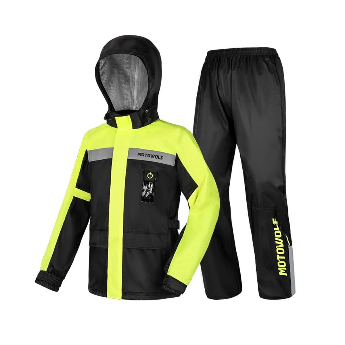 MOTOWOLF - Traje de lluvia para moto y ciclismo Motowolf 0402 210T Negro/Amarillo