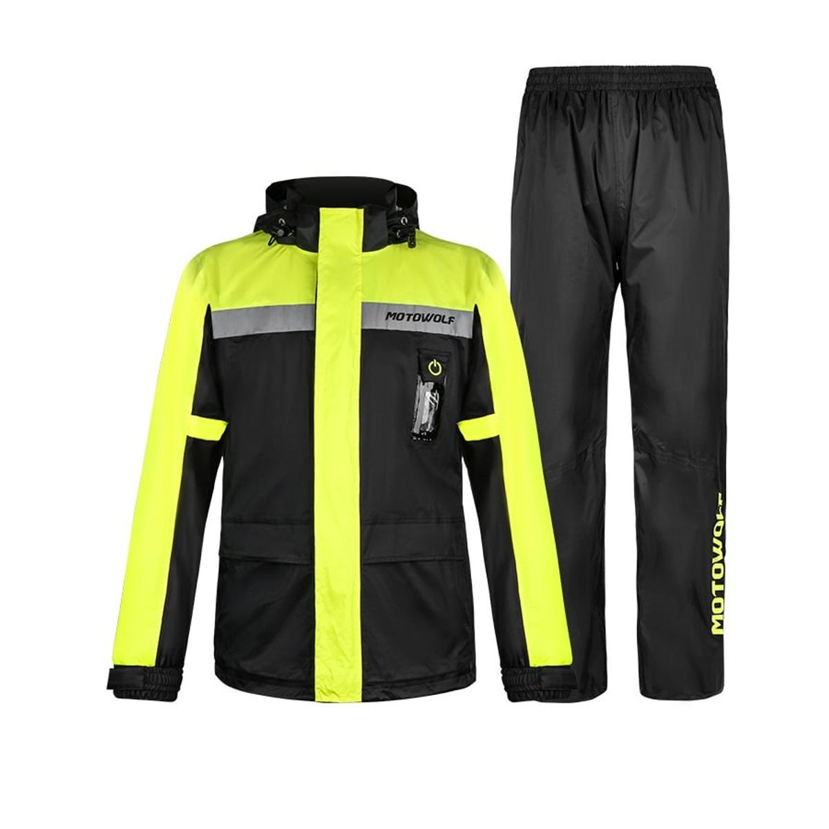 MOTOWOLF - Traje de lluvia para moto y ciclismo Motowolf 0402 210T Negro/Amarillo