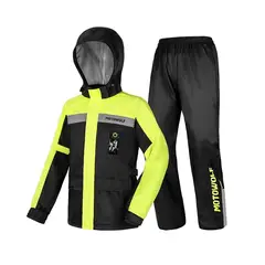 MOTOWOLF - Traje de lluvia para moto y ciclismo 0402 210T Negro/Amarillo