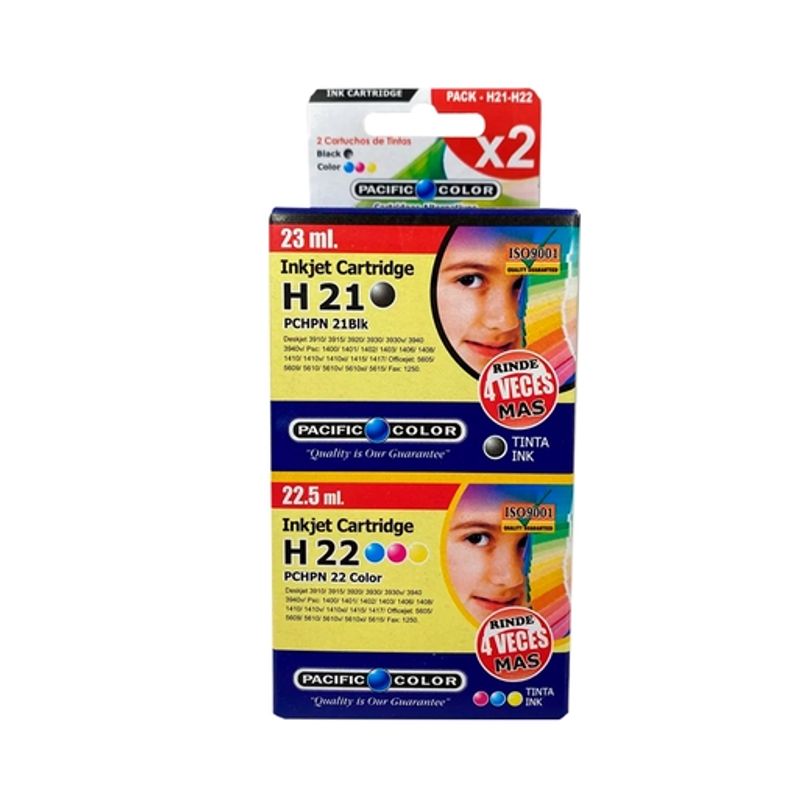 PACIFIC COLOR - Pack Tintas HP 21 XL - 22 XL Pacific Color Alternativas