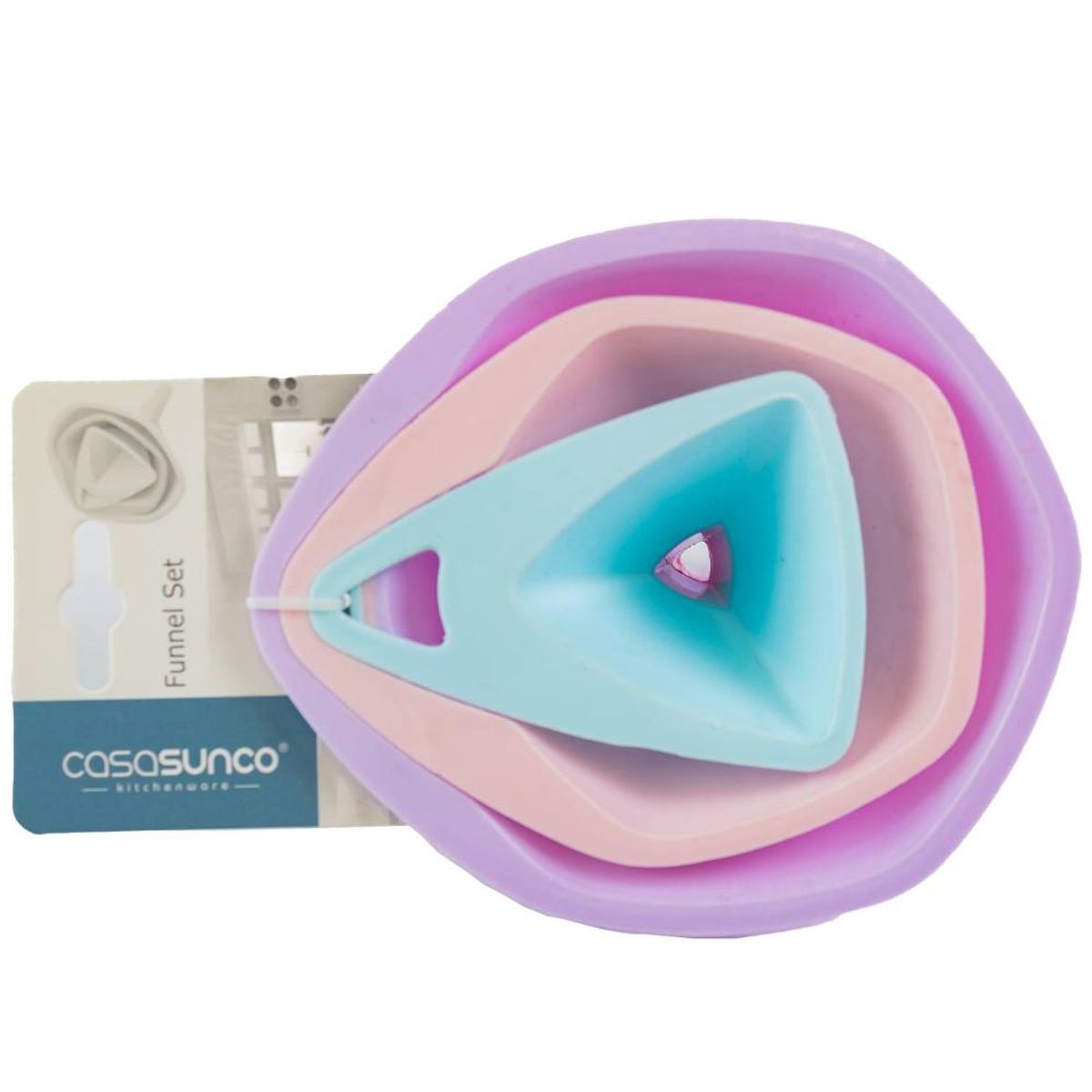 KITCHENWARE - Set de 3 embudos plasticos para cocina.