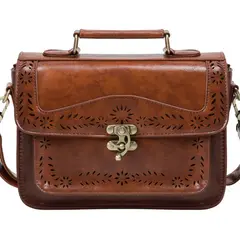 ECOSUSI - Bolso Bandolera Perforado para Mujer - Café