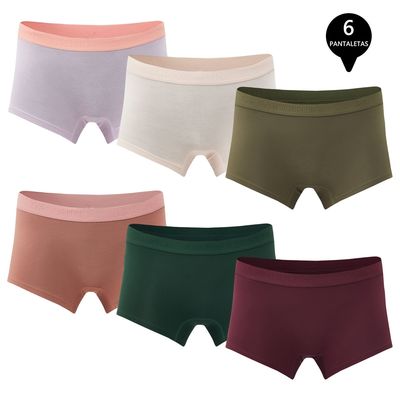 Imagen 2 del producto Pack de 6 Calzones Boxer Pantaleta bambú Mujer.