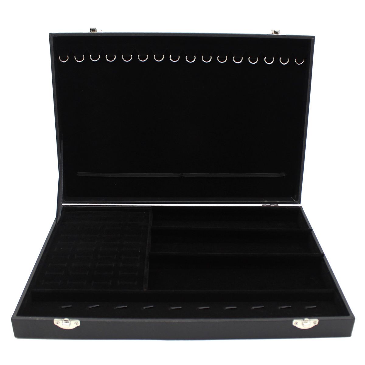 ALEMDALINDA - Maleta Joyero Organizador Negra para Joyas Cuerina y Terciopelo