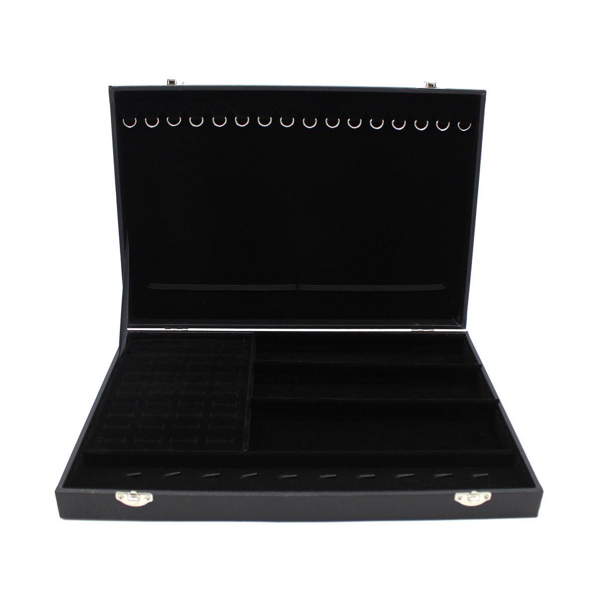 ALEMDALINDA - Maleta Joyero Organizador Negra para Joyas Cuerina y Terciopelo