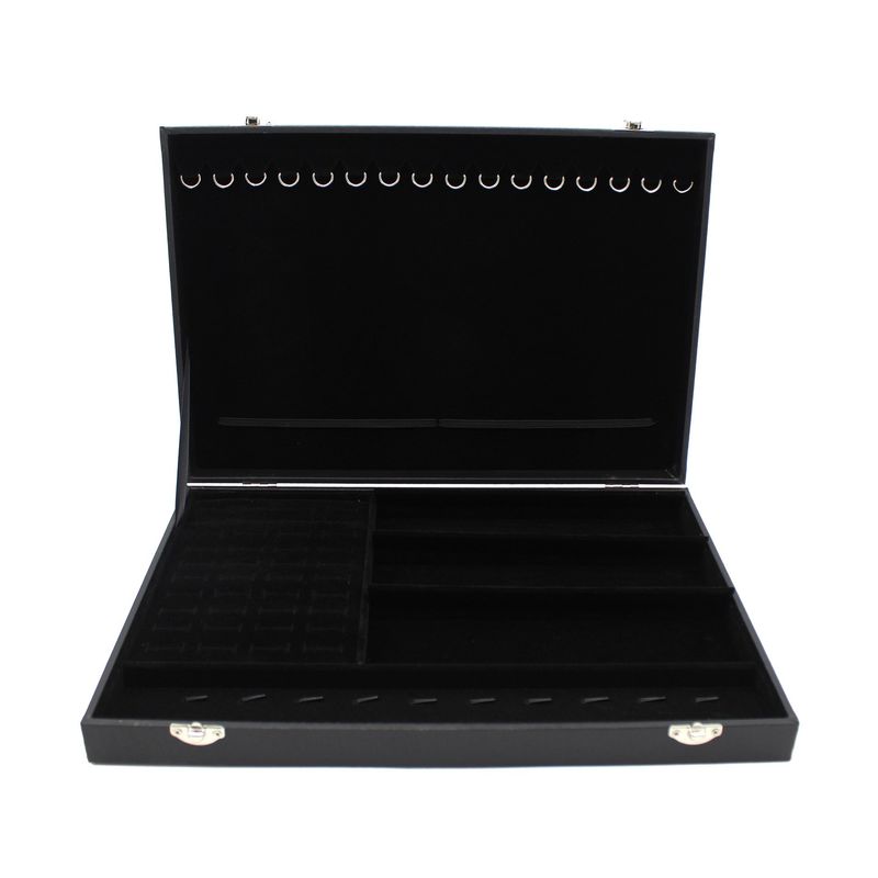 ALEMDALINDA - Maleta Joyero Organizador Negra para Joyas Cuerina y Terciopelo