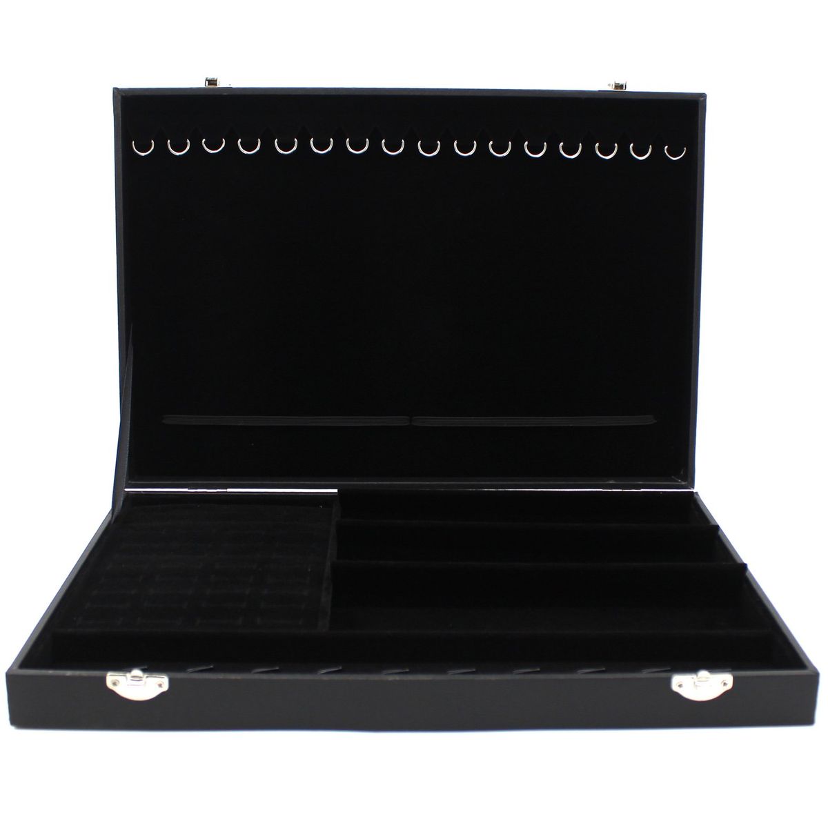 ALEMDALINDA - Maleta Joyero Organizador Negra para Joyas Cuerina y Terciopelo