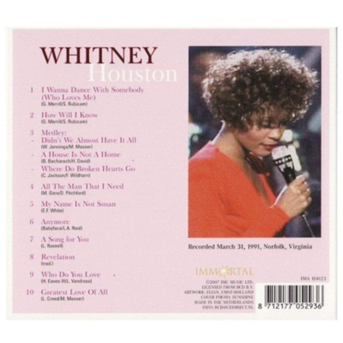 HITWAY MUSIC - WHITNEY HOUSTON - A SONG FOR YOU LIVE - CD HITWAY MUSIC