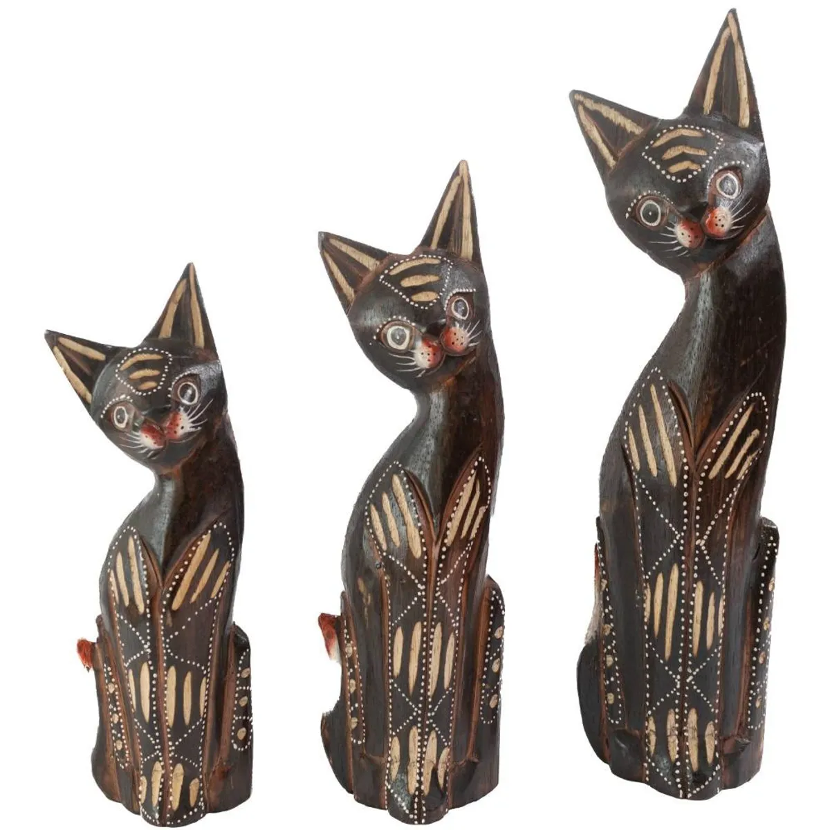 PROPLASTIC - SET DE 3 GATOS MADERA MARRON