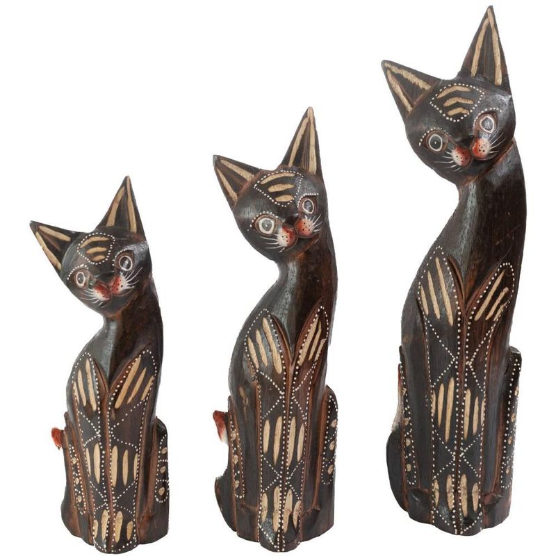 PROPLASTIC - SET DE 3 GATOS MADERA MARRON