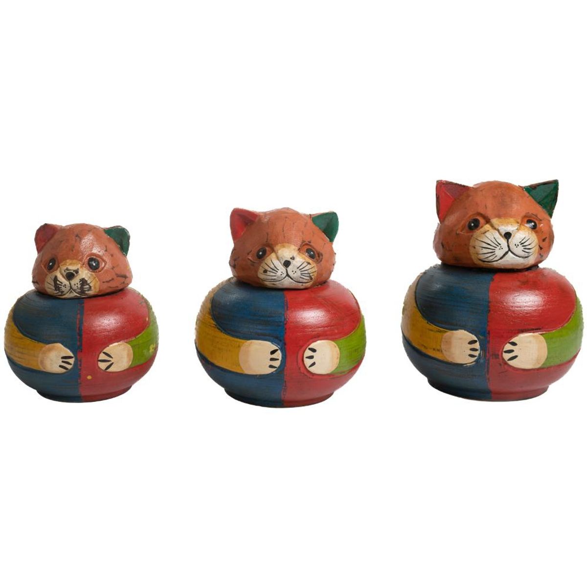 PROPLASTIC - SET DE 3 CAJAS GATOS MADERA