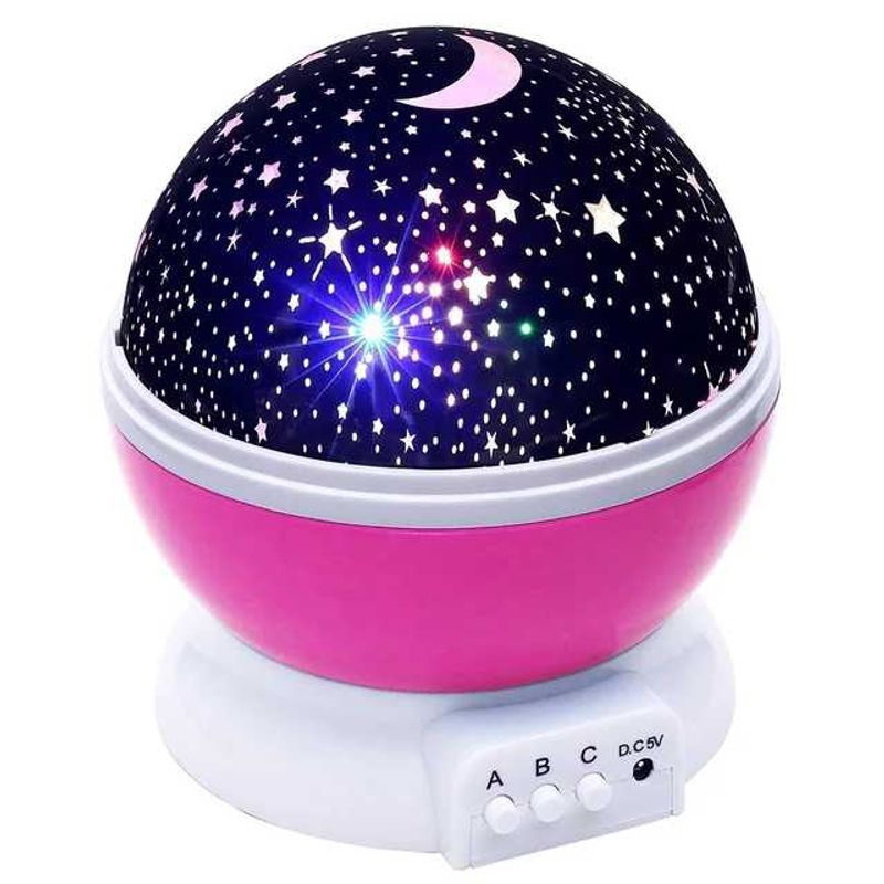GENERICO - Lampara proyector espantacuco luna estrella Rosado