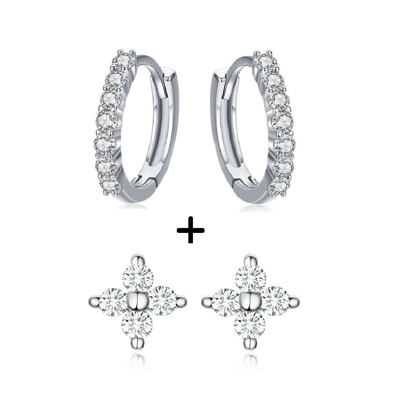 LA GARZA - Set Aros Mujer Plata Circones Blancos