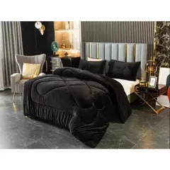 GENERICO - Cubrecama Plush con Chiporro Negro 2 plazas