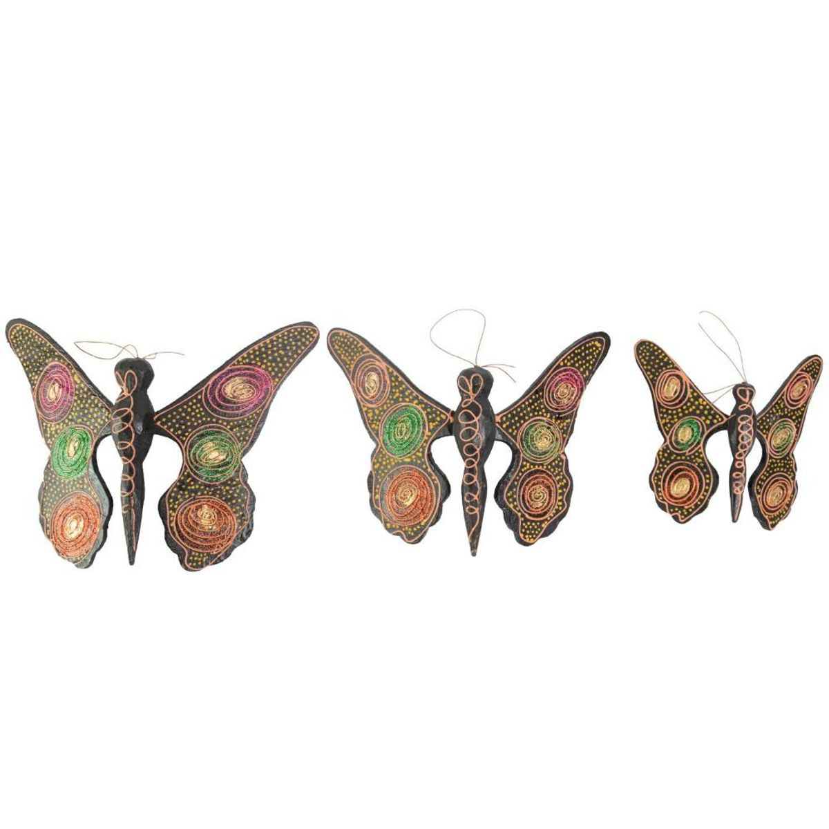 PROPLASTIC - SET TRES MARIPOSAS MADERA