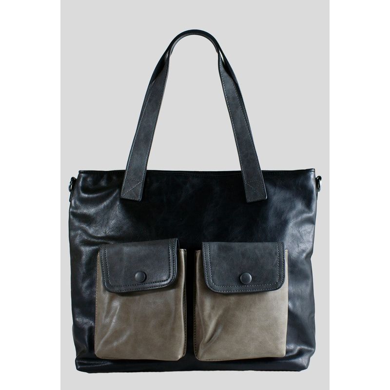 MAILEA - Cartera ecocuero 2 bolsillo iguales para mujer negro