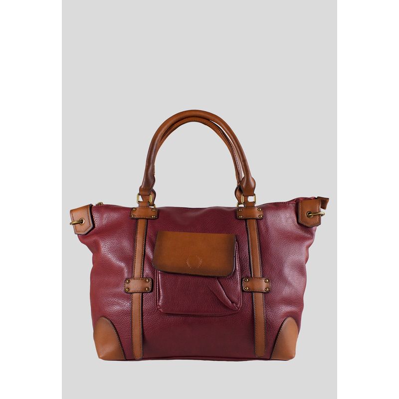 MAILEA - Cartera ecocuero 2 manilla para mujer burdeo