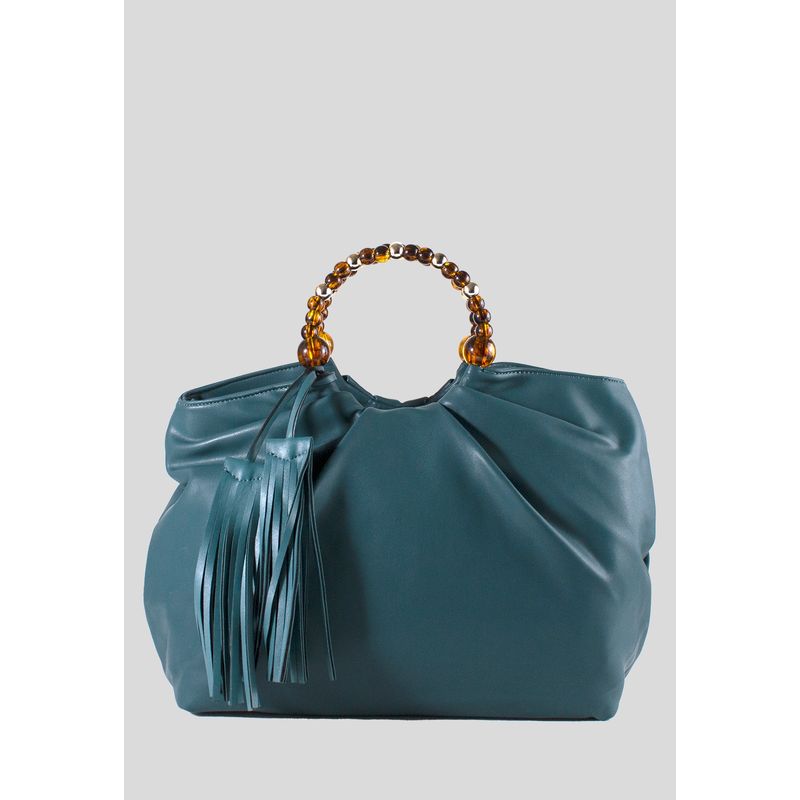 MAILEA - Cartera ecocuero manilla bolobes para mujer petroleo
