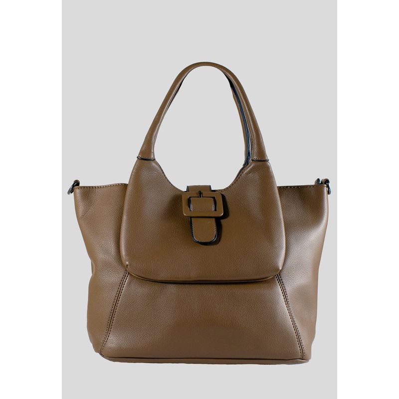 MAILEA - Cartera ecocuero bolsillo manilla para mujer taupe
