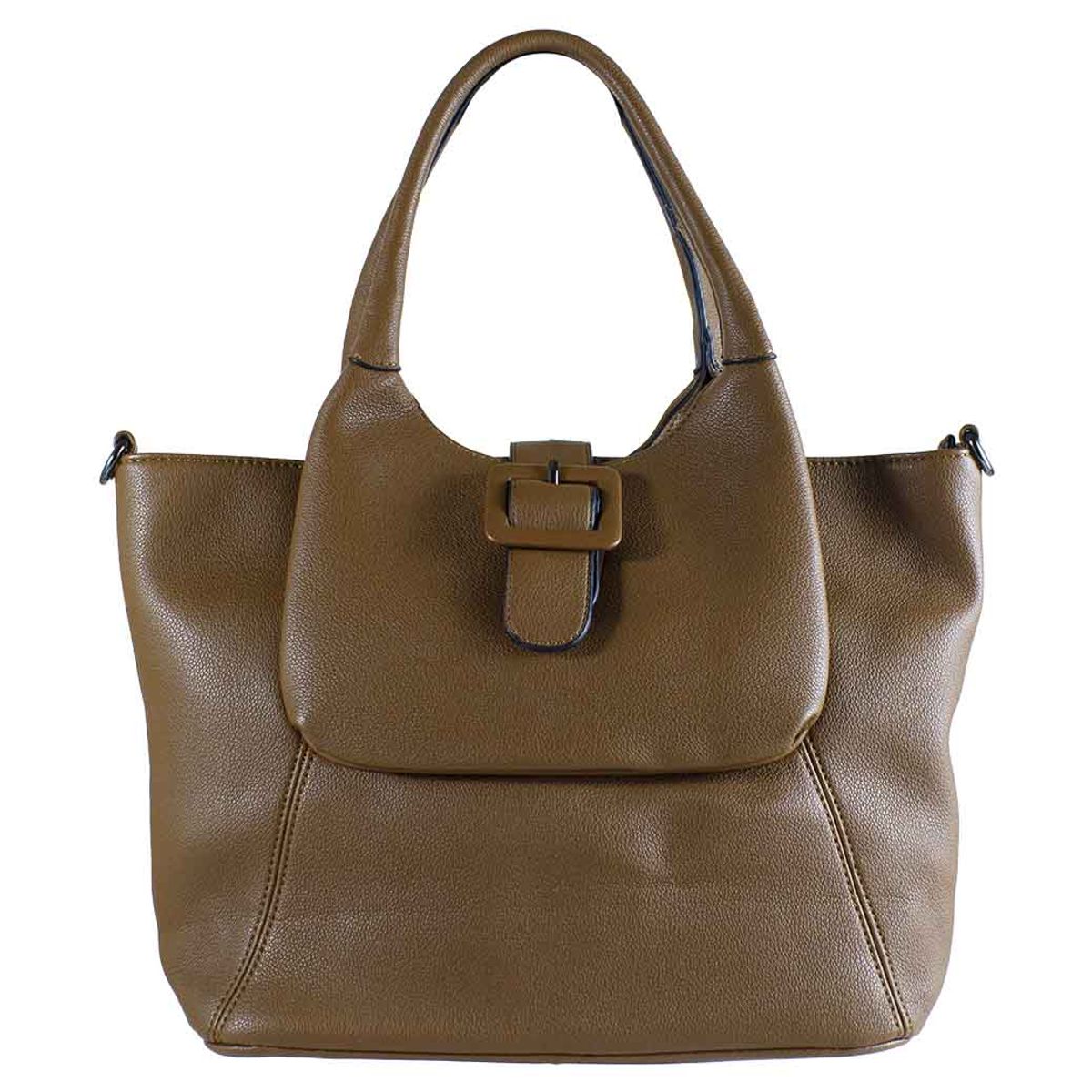 MAILEA - Cartera ecocuero bolsillo manilla para mujer tostado