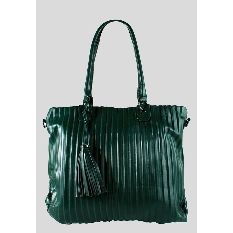 MAILEA - Cartera ecocuero full pliegues para mujer verde