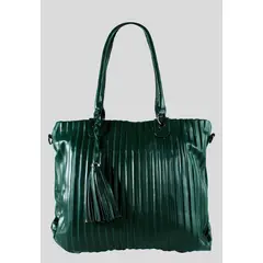 MAILEA - Cartera ecocuero full pliegues para mujer verde