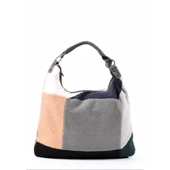 MAILEA - Cartera ecocuero patchwork lana para mujer gris