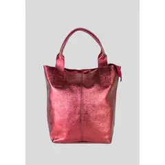 MAILEA - Cartera cuero full metal para mujer burdeo