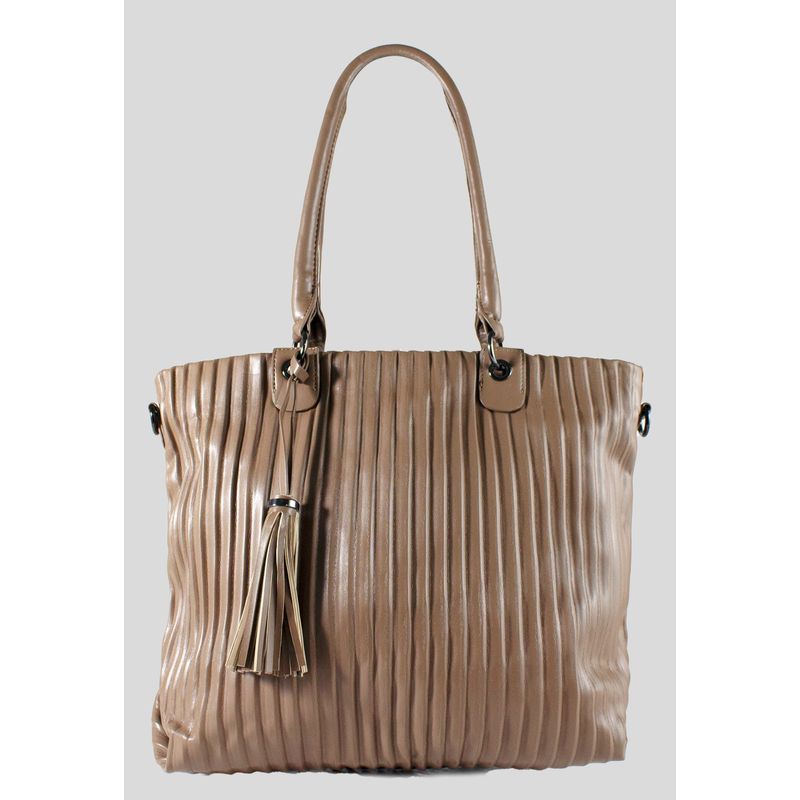 MAILEA - Cartera ecocuero full pliegues para mujer taupe