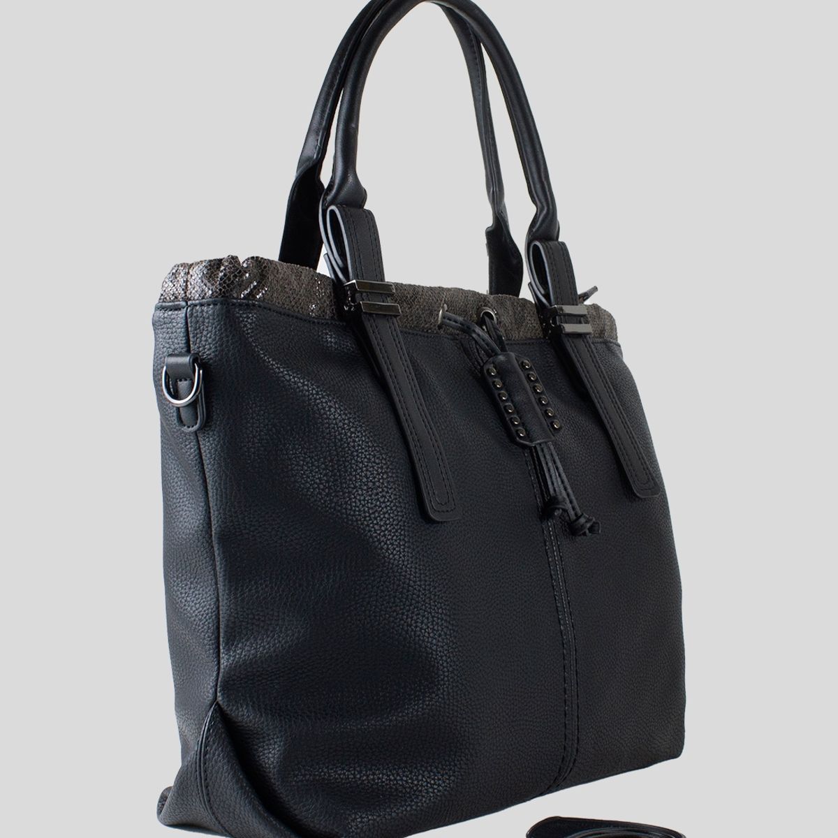 MAILEA - Cartera ecocuero regulador frontal para mujer negro