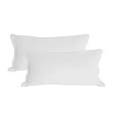 NATURALINO - Set 2 Fundas de Almohada Lino - 50x90 cm - Blanco -