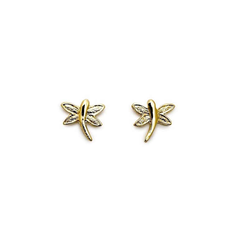 Aros Libelula Enchapado Oro 18K Dorado TALLA UNICA