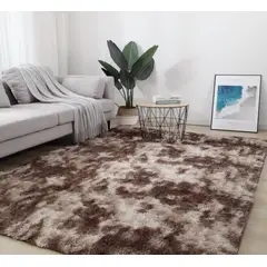 BJ HOGAR - Alfombra Peluda 200cm X 240cm Cafe Jaspeado