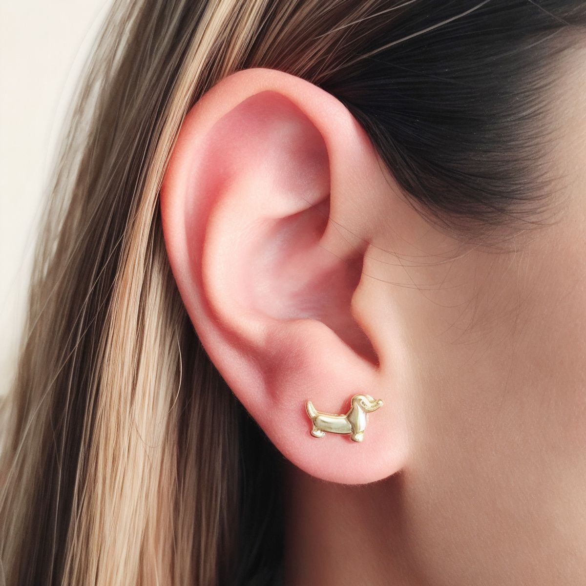 COGGIOLA - Aros Perro Salchicha Enchapado Oro 18K