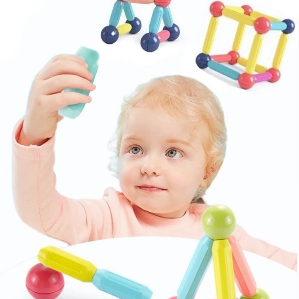 BJ HOGAR - Juego De Varillas Magnéticos Juguete Didáctico Bloques