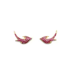 ANDREA COGGIOLA JOYAS - Aros Golondrina Circón Fucsia Enchapado Oro 18k