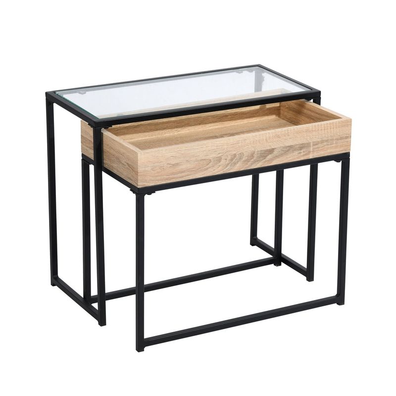 NOVAHUS - Mesa Lateral Cubix Vidrio Café