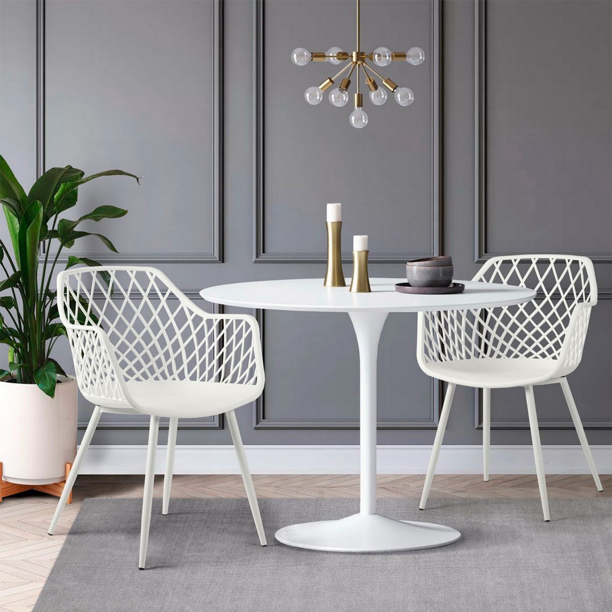 NOVAHUS - Pack 2 Sillas de Comedor de PVC Blanco