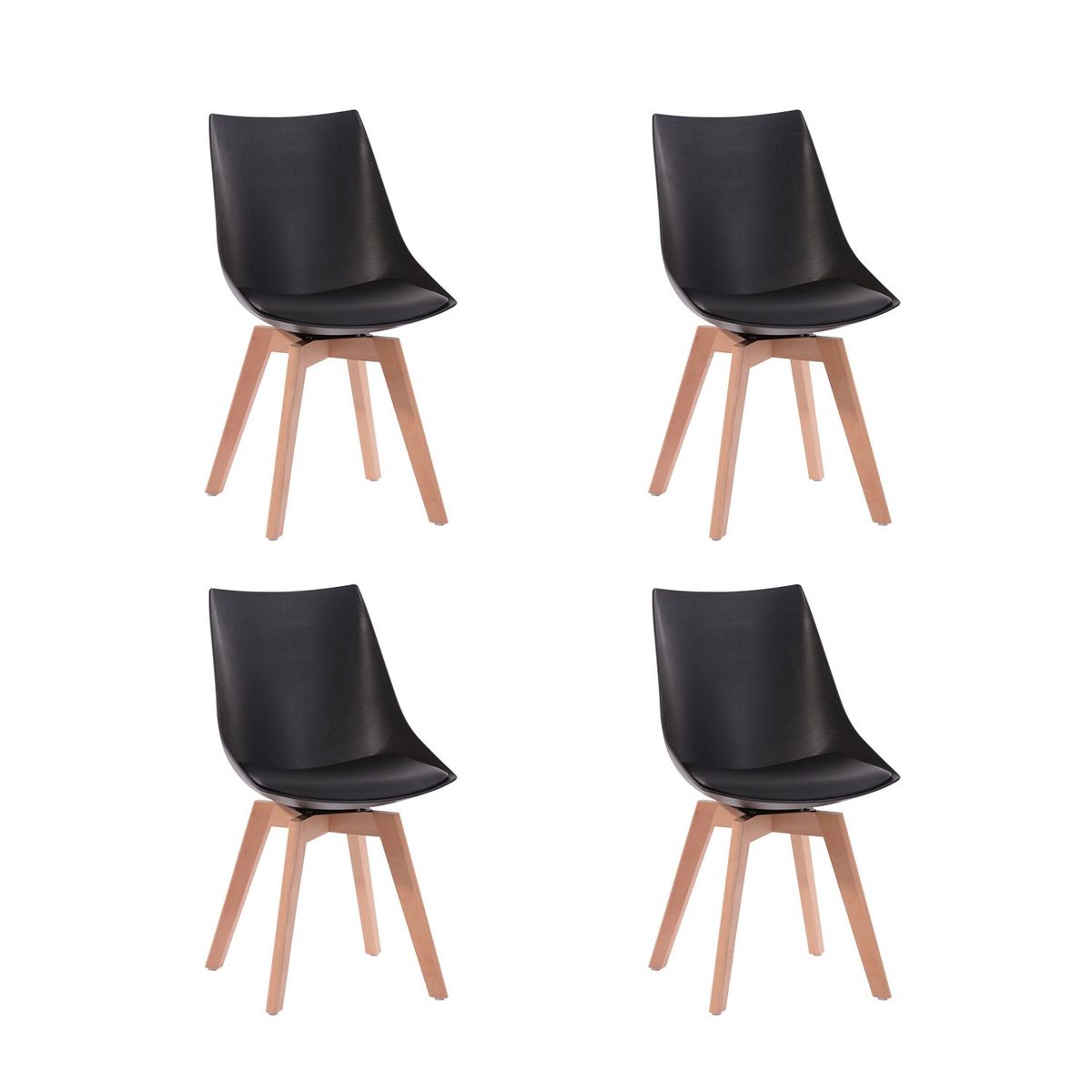 NOVAHUS - Pack 4 Sillas de Comedor Otawa Negro