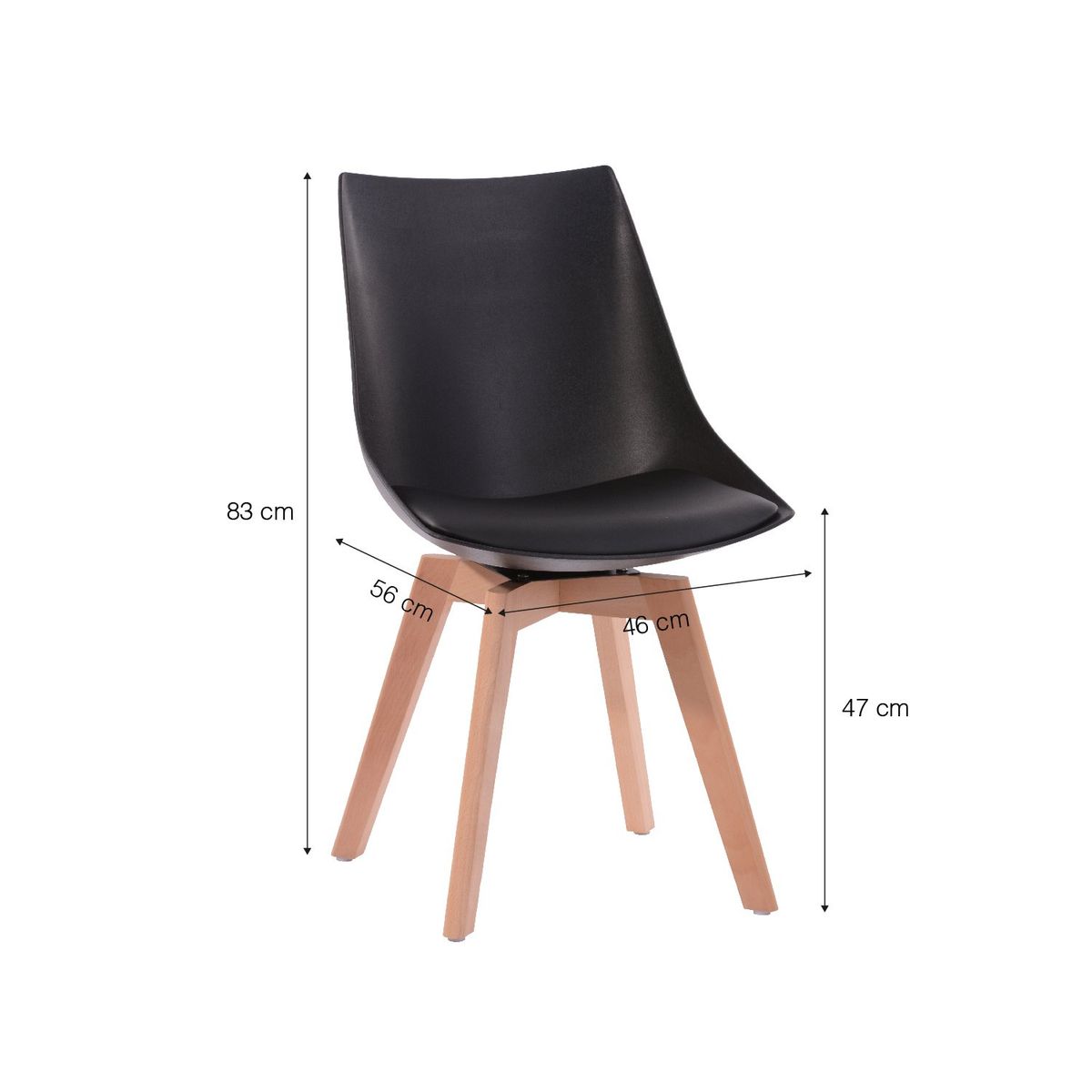 NOVAHUS - Pack 4 Sillas de Comedor Otawa Negro
