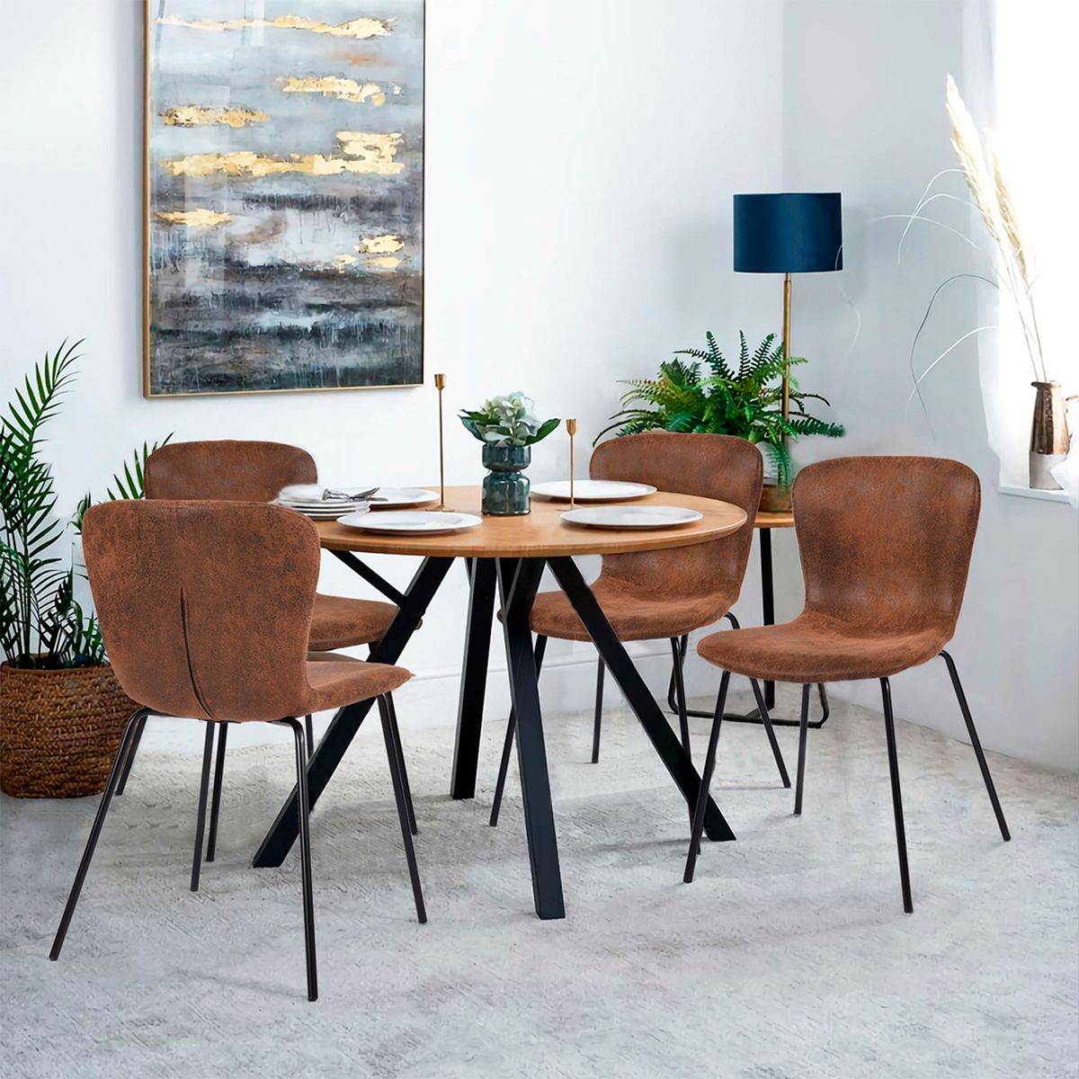 NOVAHUS - Pack 4 Sillas de Comedor Citrino Café