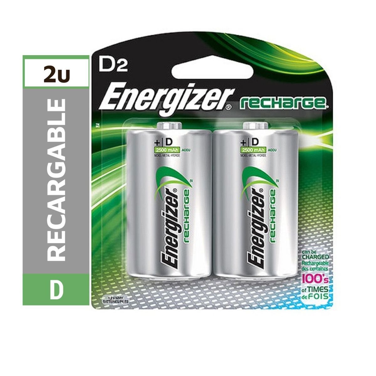 ENERGIZER - Pila Recargable Energizer Tamaño D 2 Unidades