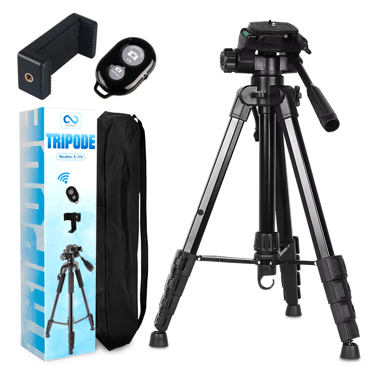ETERNALL - Trípode Celular Camara Portátil Aluminio Carga 10 kg 170 cm
