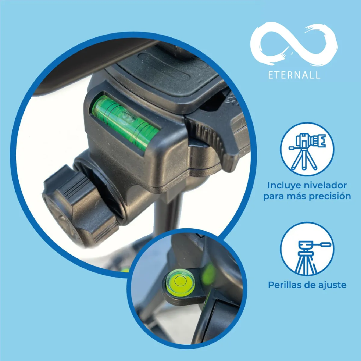 ETERNALL - Trípode Celular Camara Portátil Aluminio Carga 10 kg 170 cm