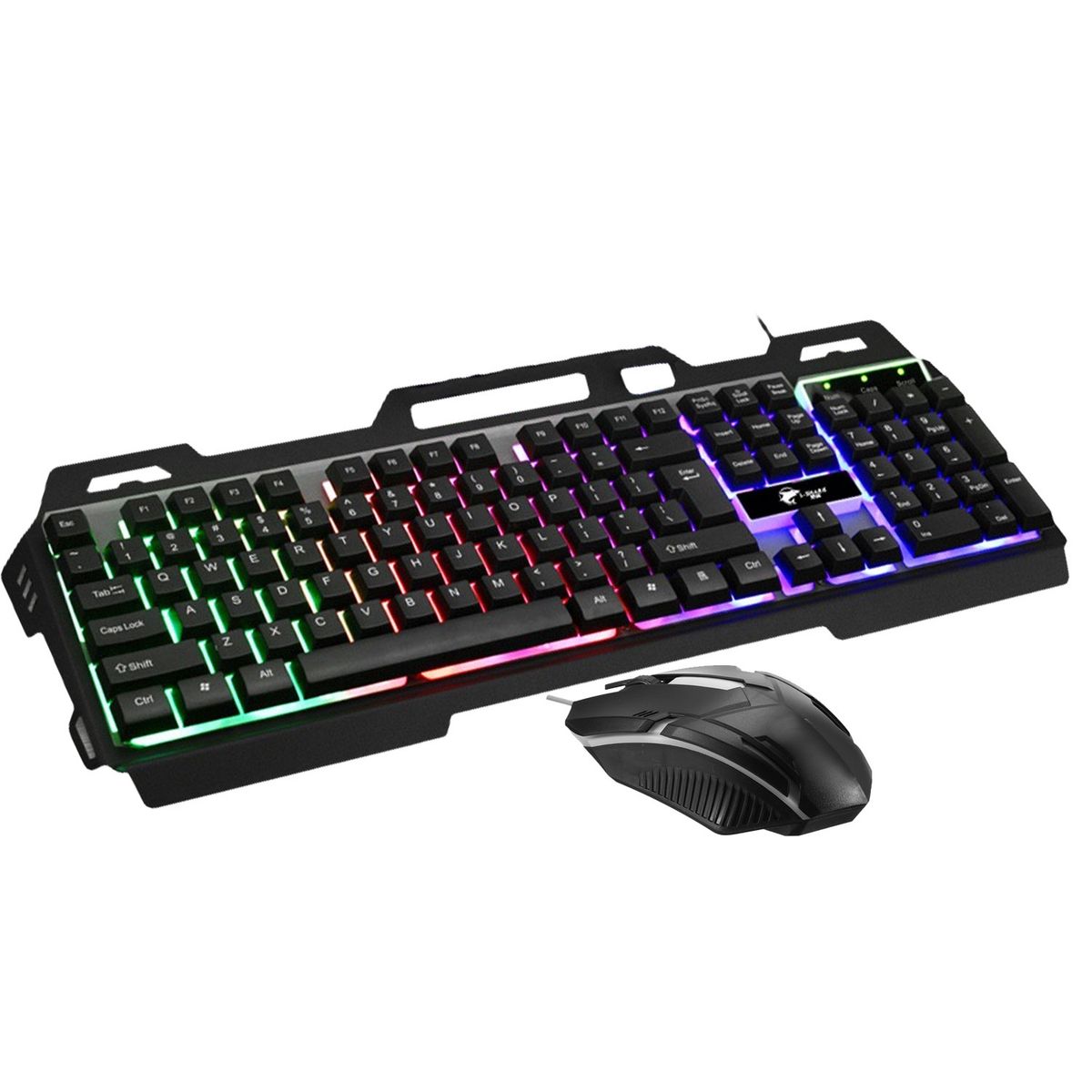 ASIAMERICA - Pack Teclado Metal RGB + Mouse 1600 DPI Gamer Negro